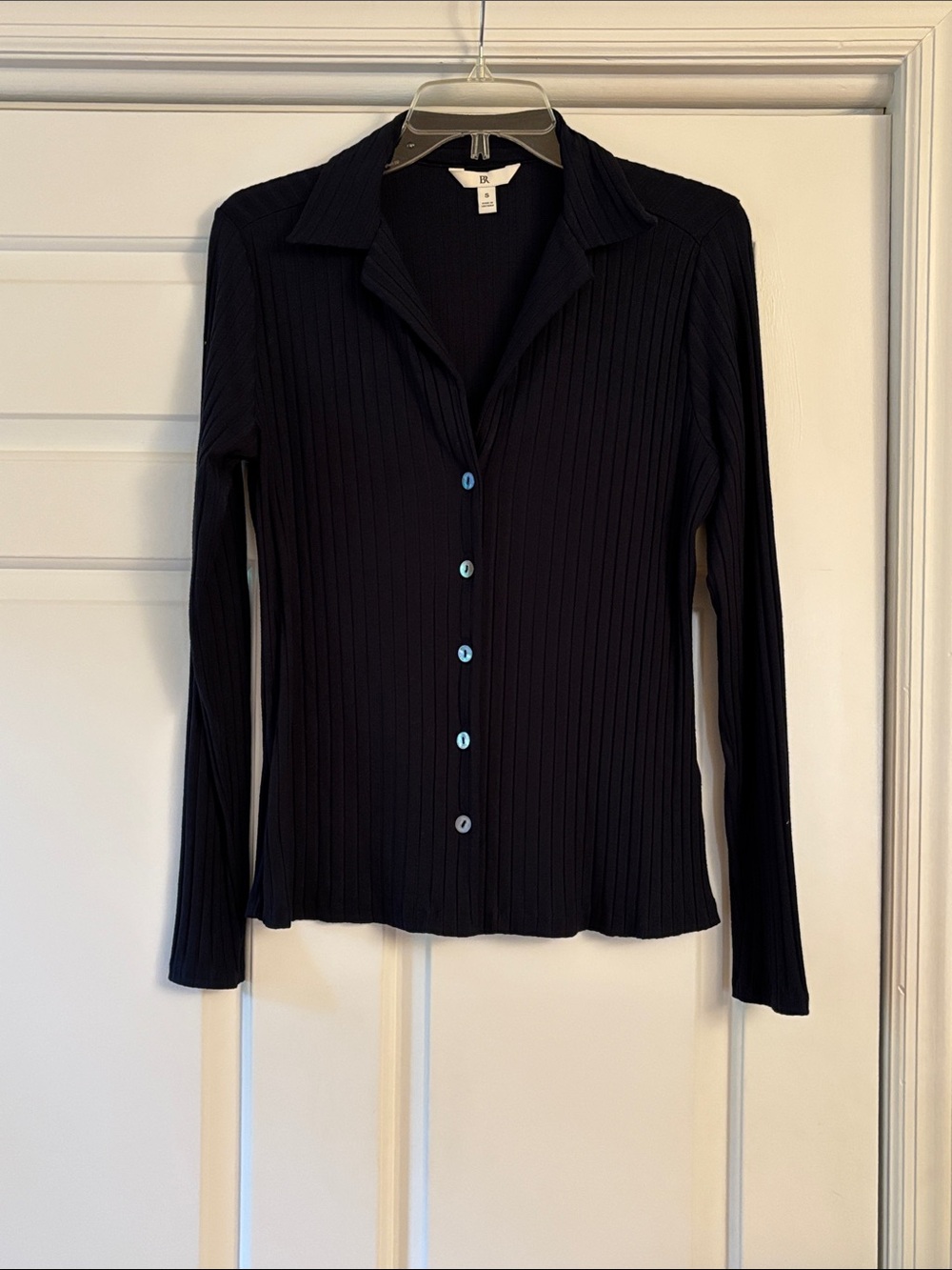 Banana Republic Navy Ribbed Button-Down Shirt
